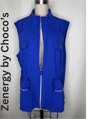 Chico's Zenergy Cobalt Blue Zip-Front Utility Vest